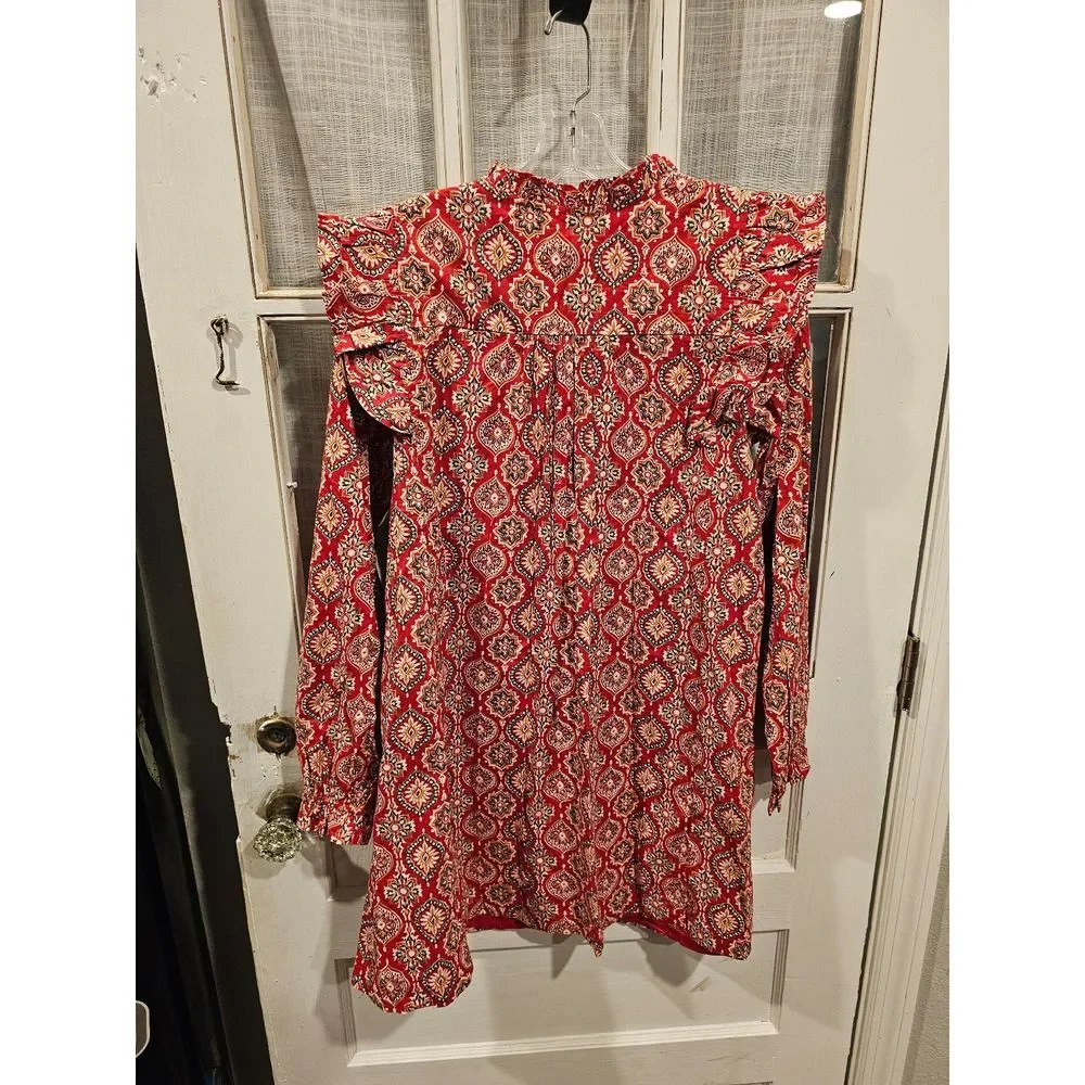 &Merci‎ Red Patterned Longsleeve Dress Women's Size Small - Picture 5 of 5